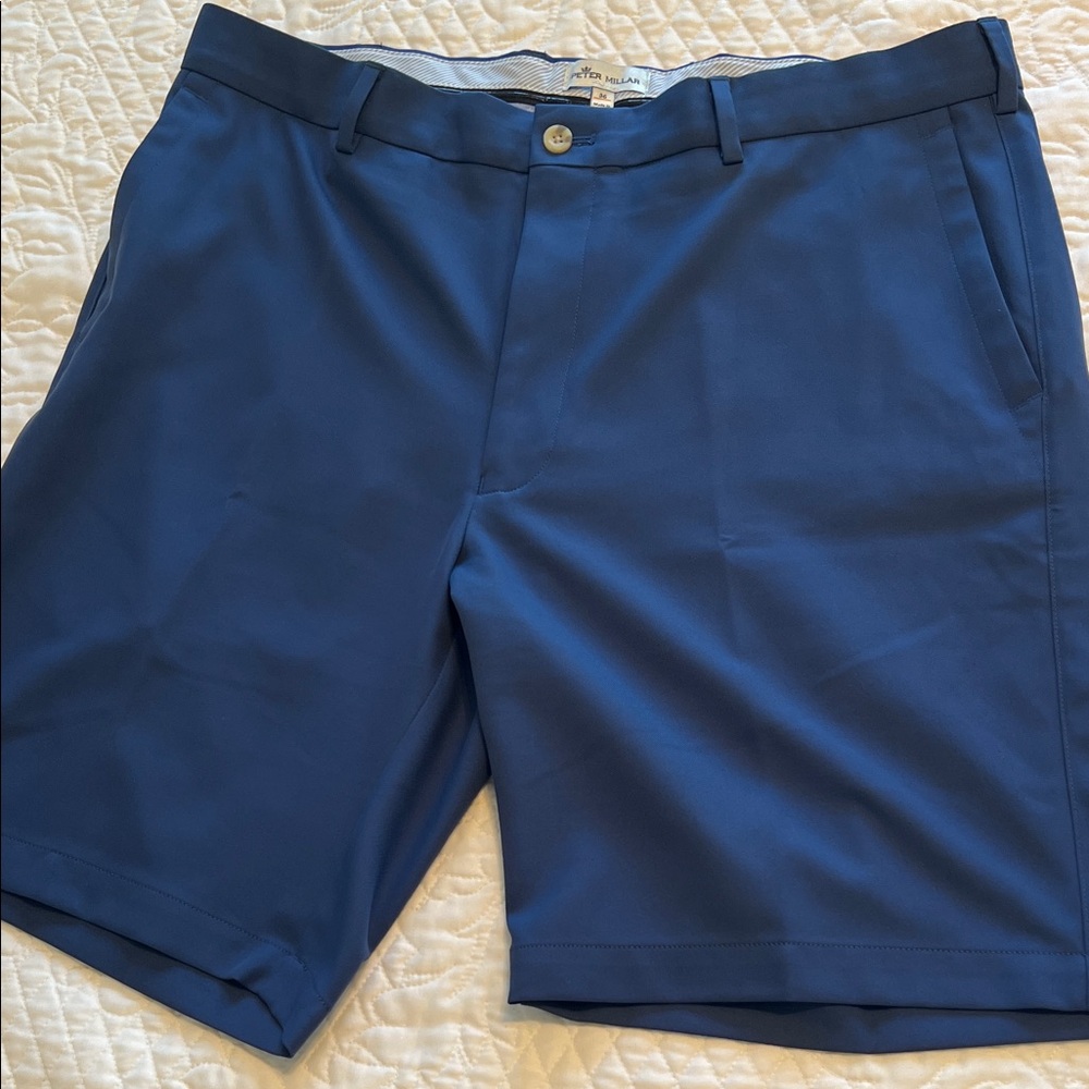 Peter Millar Navy Flat Front Shorts